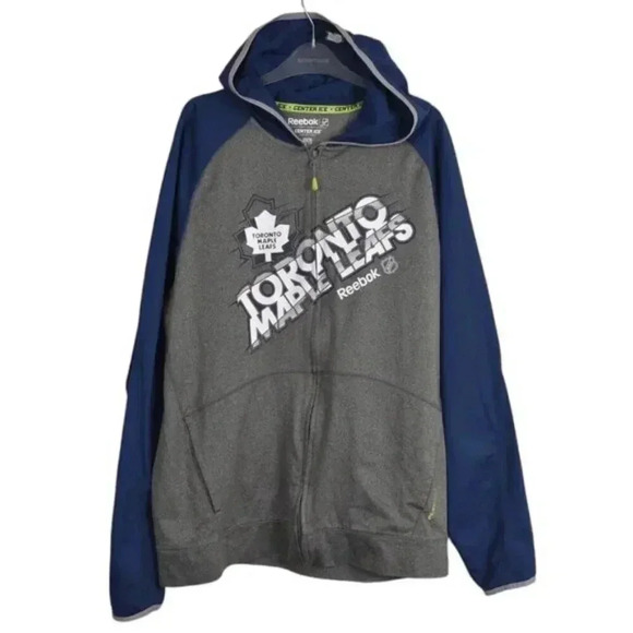 Reebok Toronto Maple Leafs Full  Zip Sweater Sweatshirt Blue Gray Size Large - Picture 1 of 10